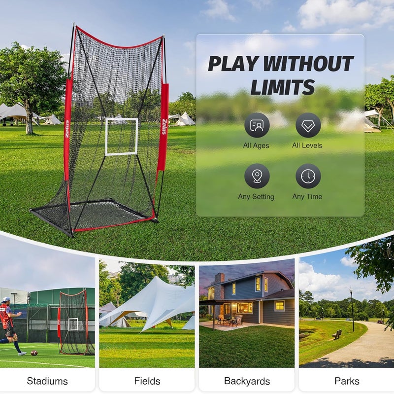 ZELUS 7x4 ft Football Kicking Net, Portable Football Throwing Net with Target Zone Attachment, Sideline Training Tool for Kids Adults Punting Kicking Passing Snapping Practice, Carry Bag Included - Image 5